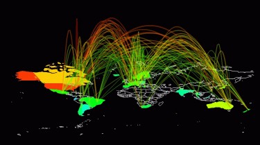 Global Internet traffic map by Joana Breidenbach. Approved for reuse.