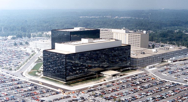 National Security Agency Headquarters. This photo has been released to the public domain via Wikimedia Commons.