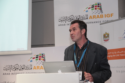 A speaker at the Arab Internet Governance Forum, held in Algiers. Photo by ICANN photos Flickr (CC BY-SA 2.0)