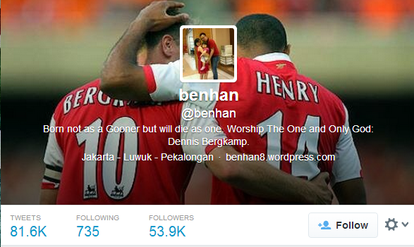 Screenshot of @benhan Twitter page