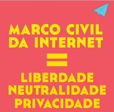 Marco Civil poster. "Marco Civil da Internet = Liberty, Neutrality, Privacy". Image by Avaaz, used with permission.