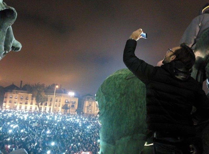 Protests in Budapest, October 2014. Photo by Marietta Le, used with permission.