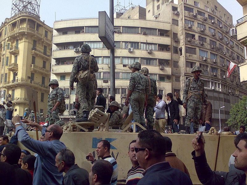 Army truck and soldiers in Tahrir Square, Cairo, January 2011. Photo by Ramy Raoof via Flickr (CC BY 2.0)