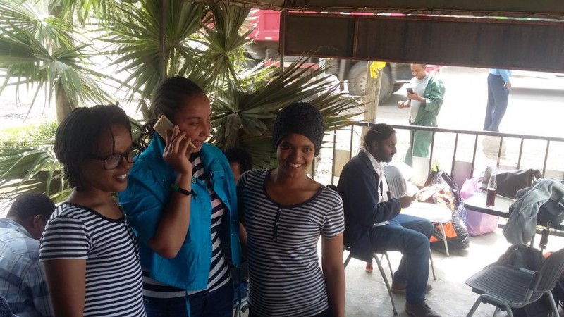 Edom Kassaye, Reeyot Alemu and Mahlet Fantahun, all released from prison on July 9, 2015. Photo posted on Twitter by Fisseha Fantahun.
